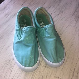 Turquoise slip on shoe